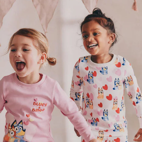 DSN Girl White Bluey Character With Heart Printed Shirt