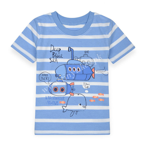 GERG Boy Blue T-Shirt With White Lining And submarine - TinyTikes.pk