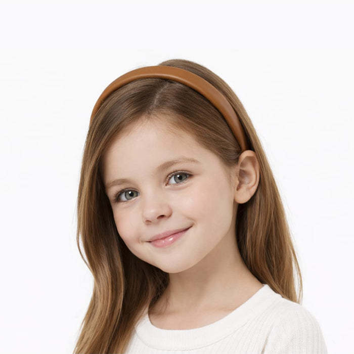 Girl Brown Leather Hair Band