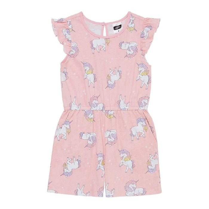 Girl Pink Jumpsuit Unicorn Printed