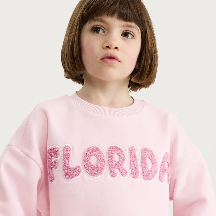 FF Girl Pink Inner Fleece Florida Slogan Sweatshirt