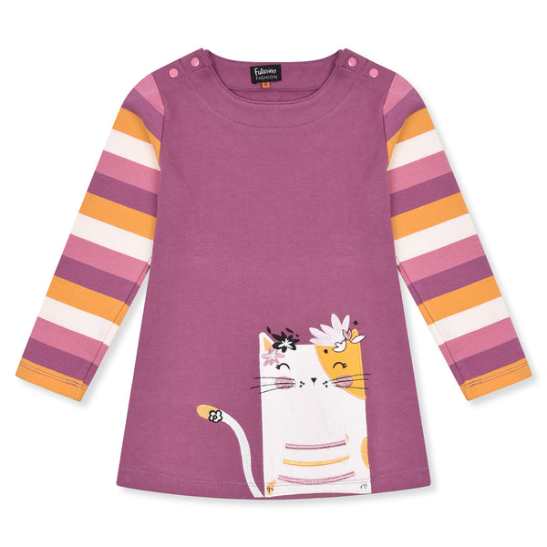 FN Girl Move Long Sweat Shirt Cat Embroidery