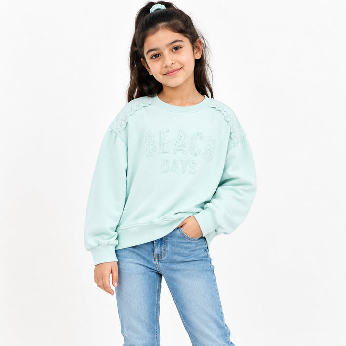 Girl Sea Green Beach Days Sweatshirt