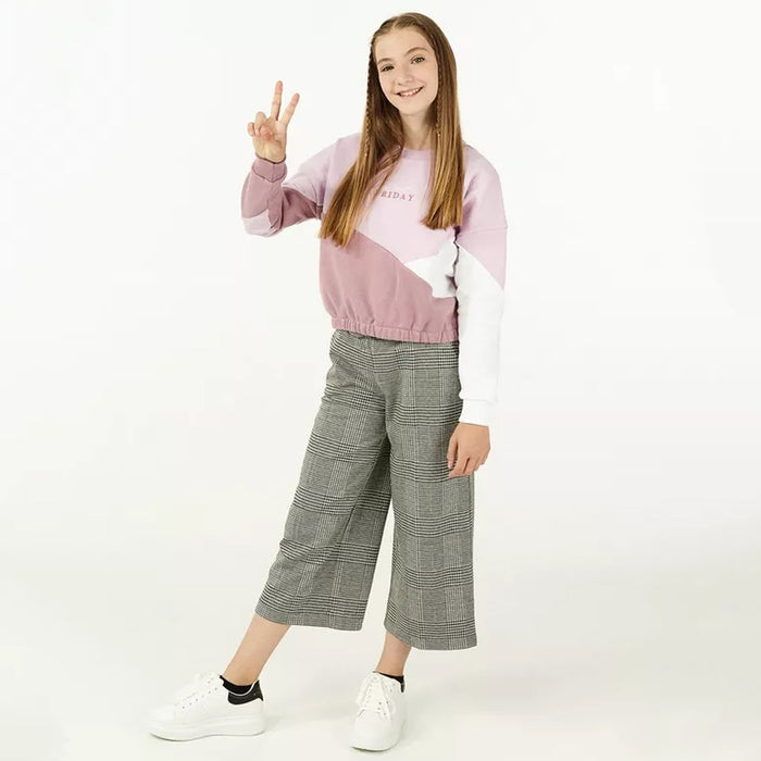 Girl Almost Friday Embroidery Inner Fleece Sweatshirt