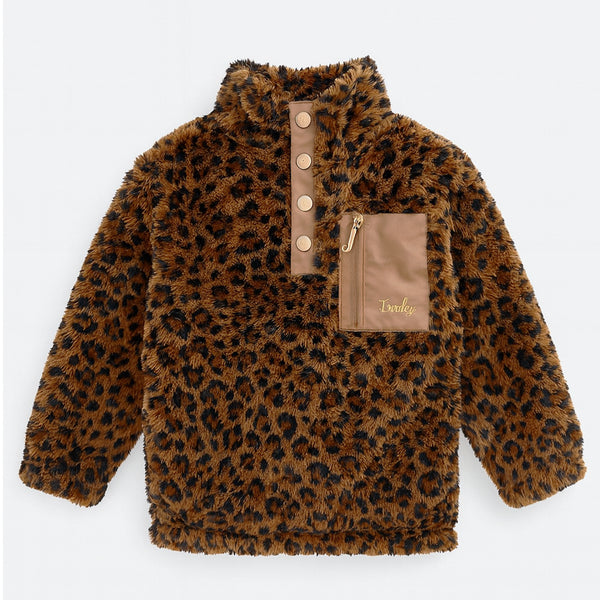 Girl Leopard Printed Fur Sweat Upper
