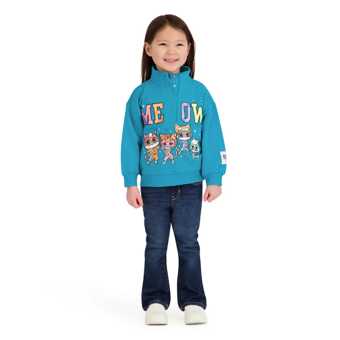 Super Kitties Toddler Girl Quarter Snap Pullover