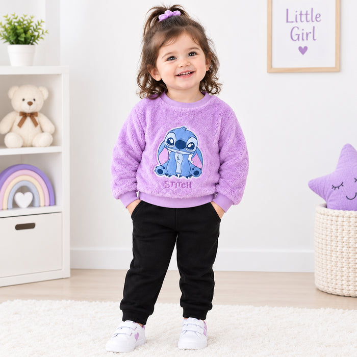 DSN Gir Purple Shaggy Stich Applique Sweater