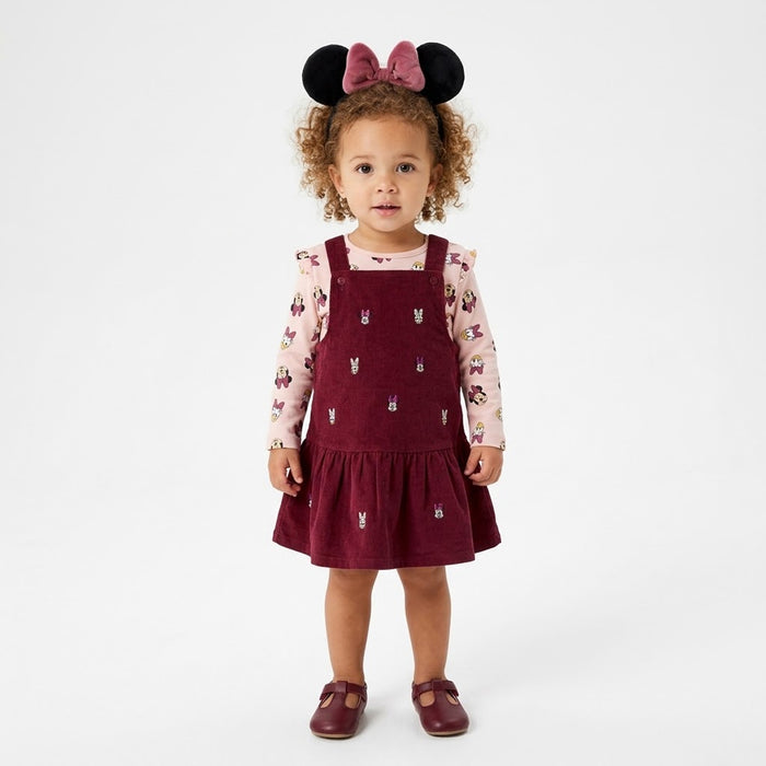 DSN Girl Mini Embroeidry Dungaree With Full Sleeves Romper 2 Piece Set