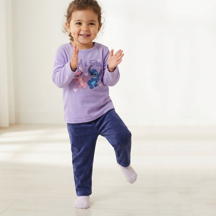 DSNY Girl Purple Fleece Angel & Stich 2 Piece Set
