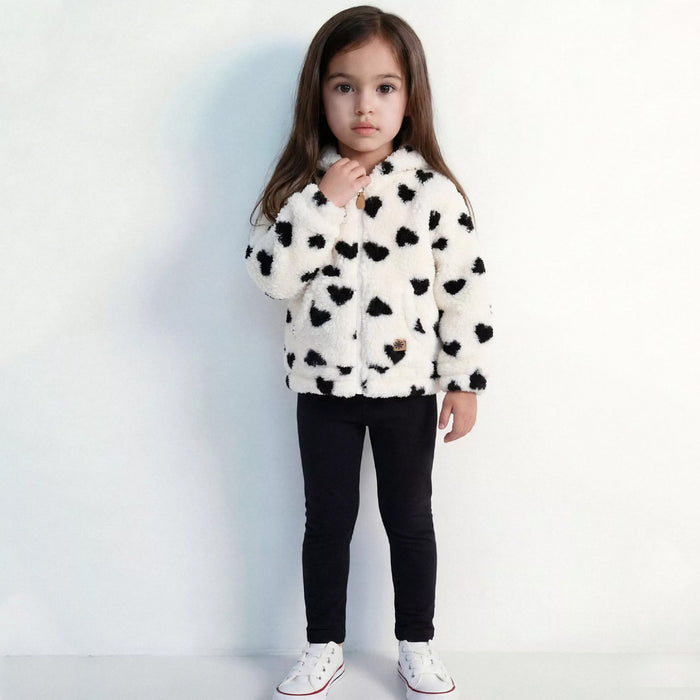 TRB Girls Fur Jacket WIth Inner Fleece Tights 2 Piece Set