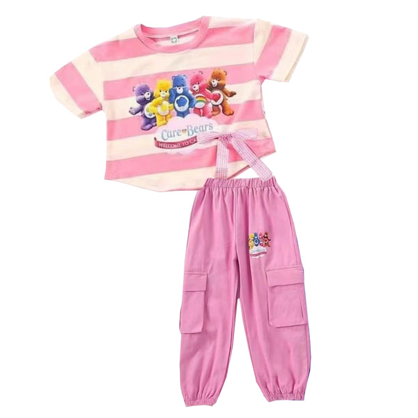 Girl T Pink Bear Print Two Piece Set