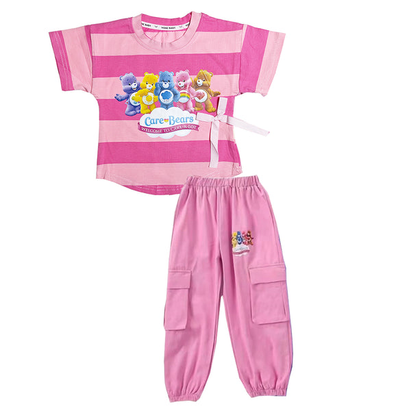 Girl T Pink Bear Print Two Piece