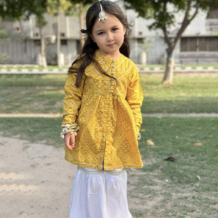 Girl Yellow And White Two Piece Set