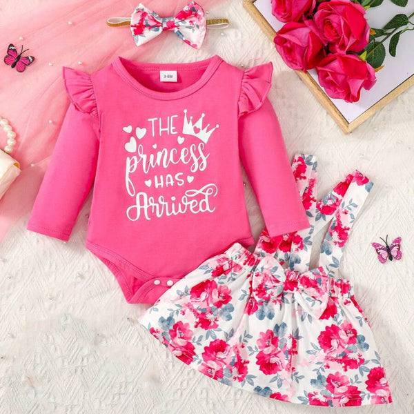 Girl Baby Pink Flower Design Two Piece Set With Bow