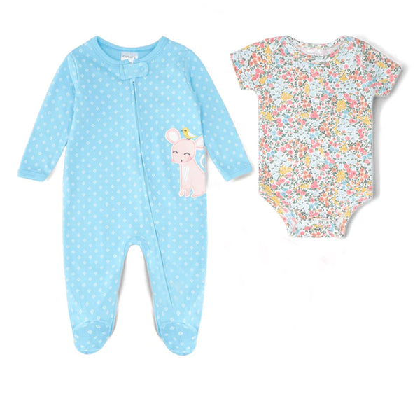 CAR TERS Sky Blue Color Rat Embroidery Two Piece Set