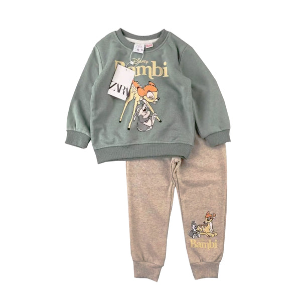 ZR Green Sweat-shirt Disney Bambi Print With Skin Trouser