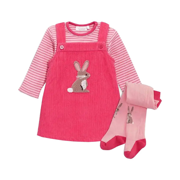 Gerg Girl Carrot Pink Three Piece Set With Rabbit Embroidery