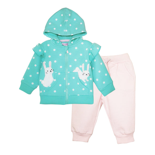 PUM UCKI Girl Two Piece Set Rabbit Embroidery