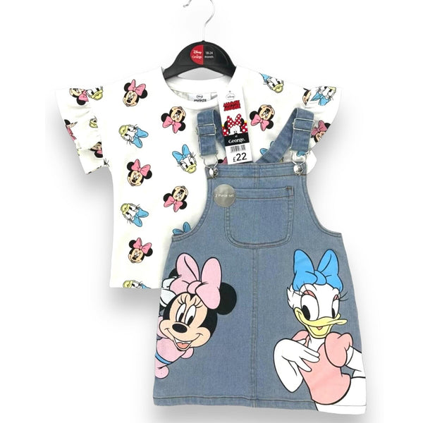 GRG Denim Blue Mini and Duck Printed Dungaree With Micky Printed Top