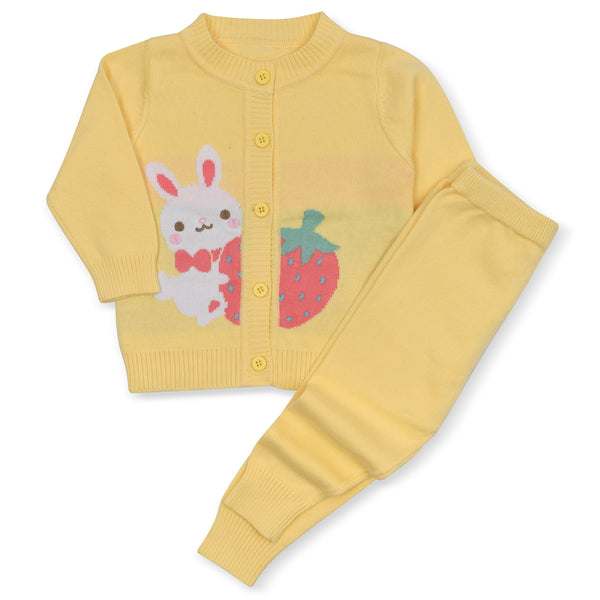 Girl Yellow Color Rabbit Print Two Piece Set