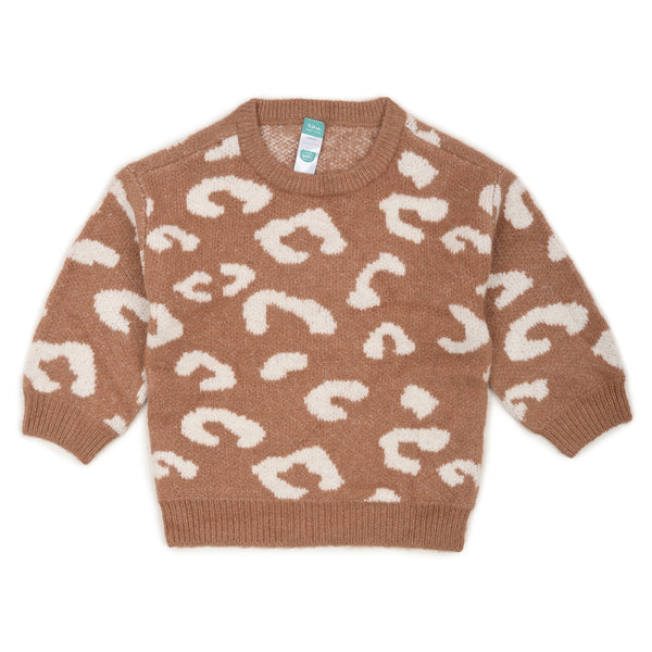 Girl Leopard Printed Brown Sweater