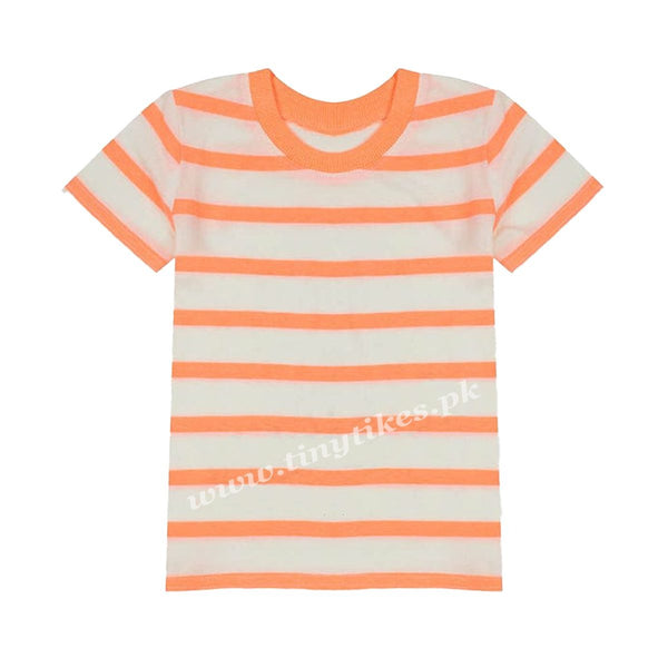GERG Half Sleeves Boys T-Shirt White Color With Orange Lining - TinyTikes.pk