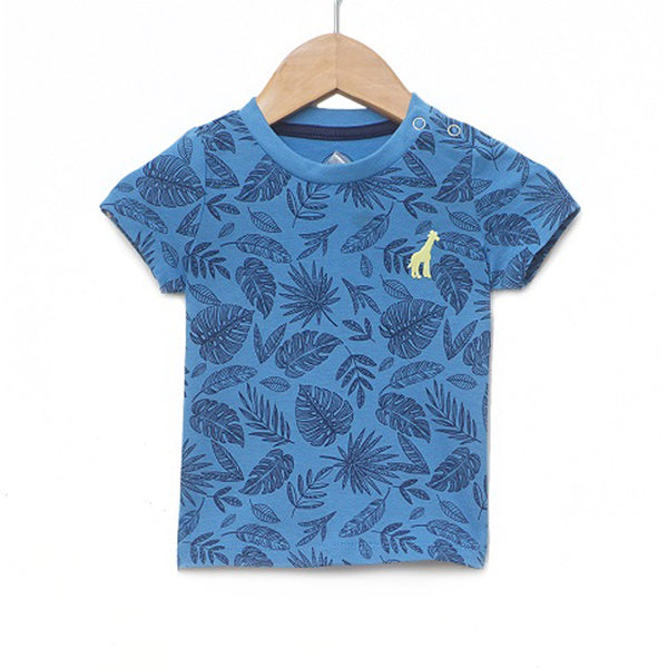 Baby Club  Imported Soft Cotton Jersey Blue Leaf Printed T-Shirt