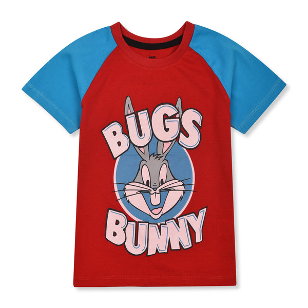 Boy Red Bugs Bunny Character Printed T-Shirt