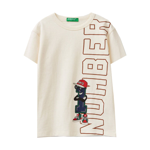 UNCFB Boy Off White Number 1 Print T-Shirt