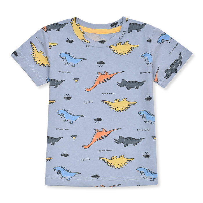 KC7 Boy Dino Printed Sky Blue T-Shirt