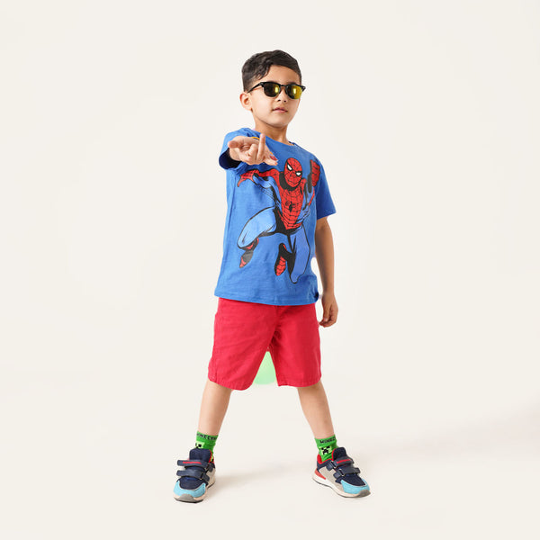 MAR VEL Boy Spiderman Printed Blue T-Shirt