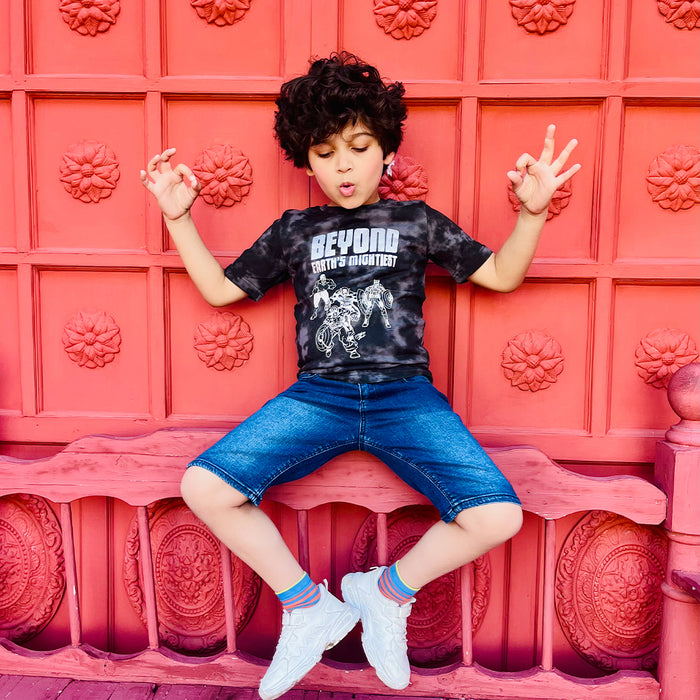 KC7 Boy  Marvel Character Printed Black T-Shirt