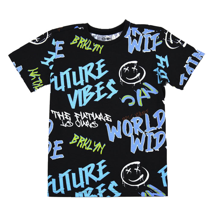 TO BOYS Future Vibes Printed Black T-Shirt