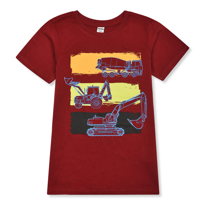 DOPO DOPO Boy Red Crane Printed T-Shirt
