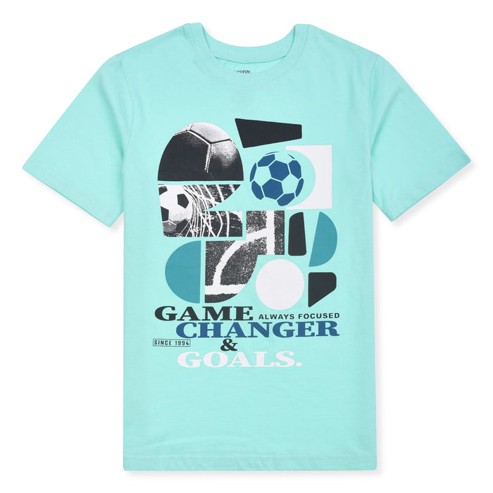 GERG Boy Football Printed Sea Green T-Shirt