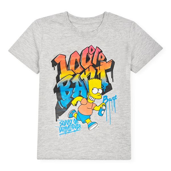 SIMP SONS Boy Simpsons Character Printed Grey T-Shirt