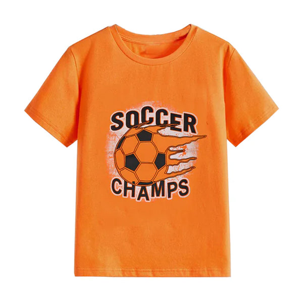 KC7 Boy Football Printed Orange T-Shirt