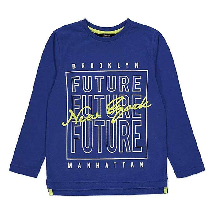 GERG Boy Future Printed Blue Full Sleeves Shirt