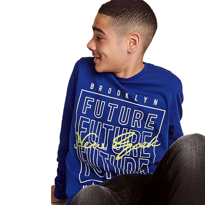 GERG Boy Future Printed Blue Full Sleeves Shirt