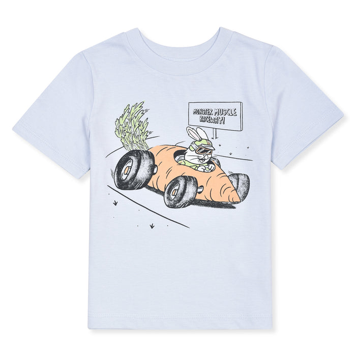 J FRESH Boy Carrot Car Printed Sky Blue T-Shirt