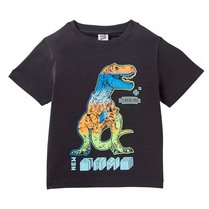 KIKI KOKO Boy Black Dino Printed T-shirt