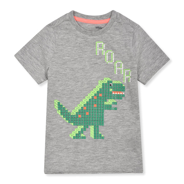 M S Boy Grey Dinosaur Ambo's T-Shirt