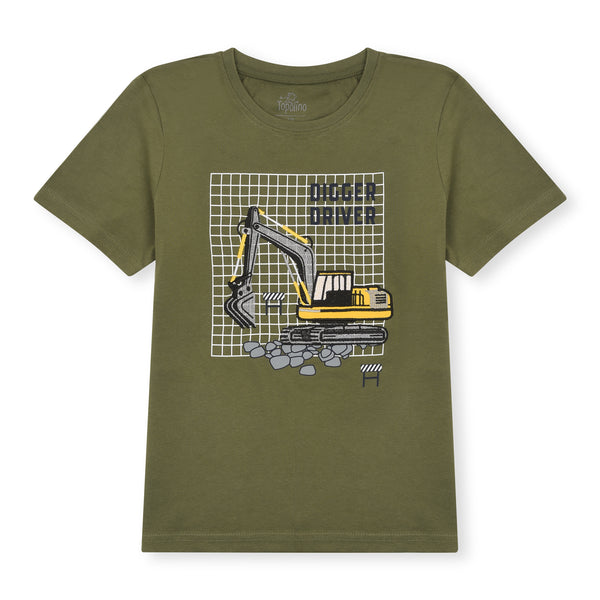 TPL Boy Green Crane Embroidery T-Shirt