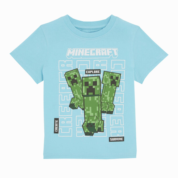 MINE CRAFT Boy Sky Blue Minecraft Character Printed T-Shirt