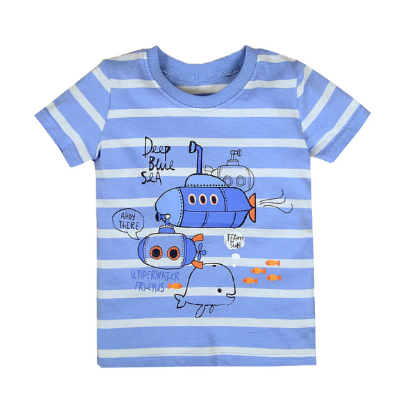 GERG Boy Blue With Submarine Printed Jersey T-Shirt