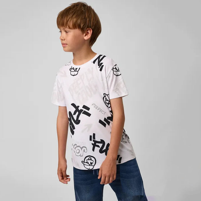 FN Boy Fun Printed White T-Shirt