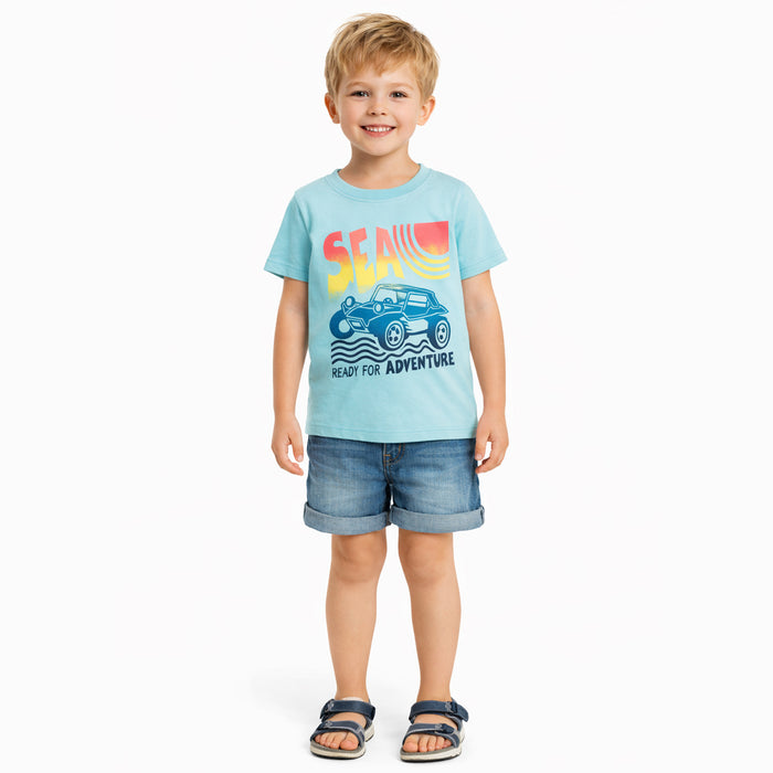 KIDS Boy Car Printed Sky Blue T-Shirt