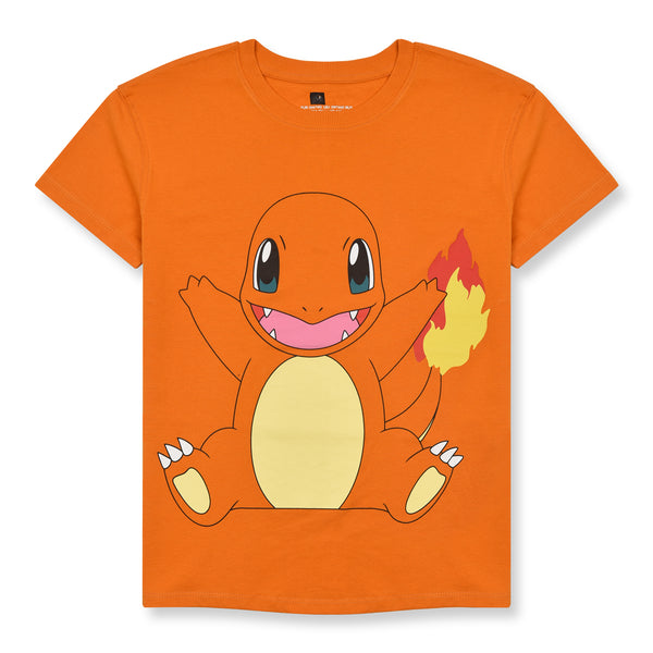 Boy Orange Pokémon Character Print T-Shirt