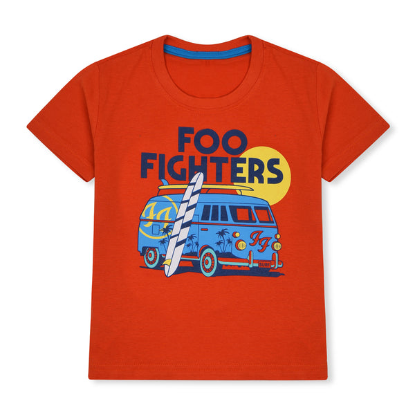 MC Short Sleeves Organic Cotton Jersey Orange T-Shirt Foo Fighters Print