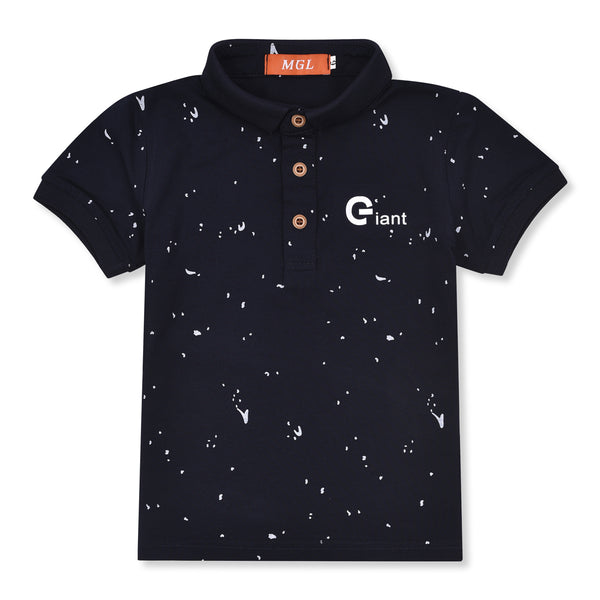 Boy Dark Blue Giant Print Polo T-Shirt